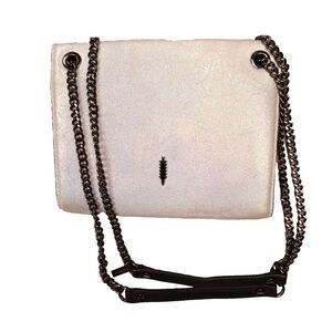 Thacker Iridescent Silver Leather Black Chain‎ Small Crossbody Shoulder Bag